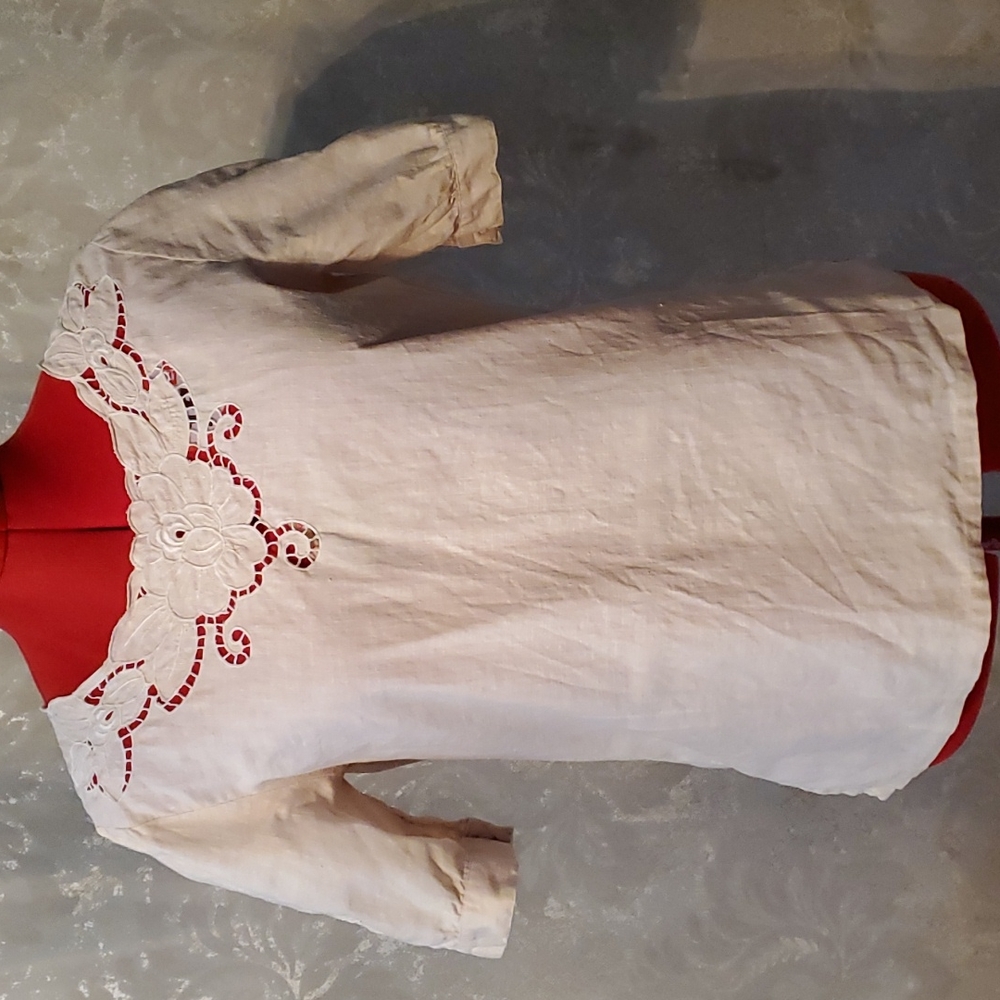 Vintage hand embroidered linen top